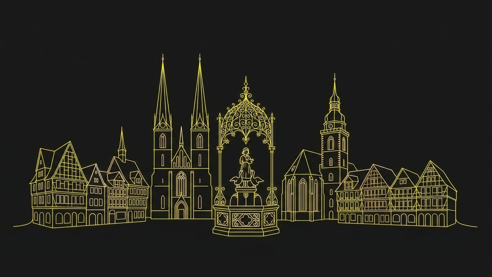 Stilisierte Illustration der Stadtsilhouette von Göttingen