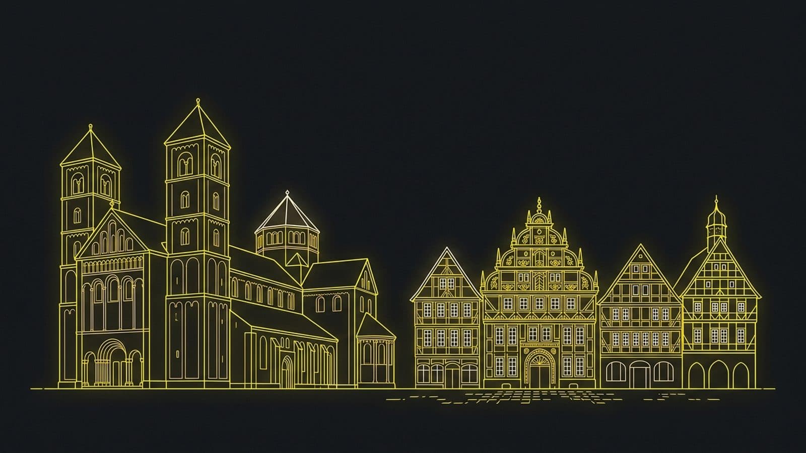 Stilisierte Illustration der Stadtsilhouette von Hildesheim