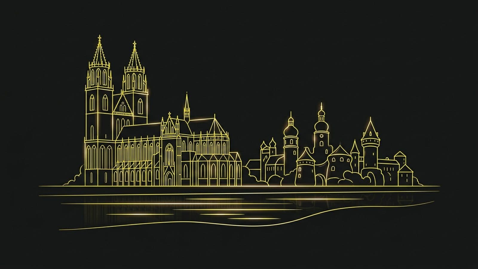 Stilisierte Illustration der Stadtsilhouette von Magdeburg